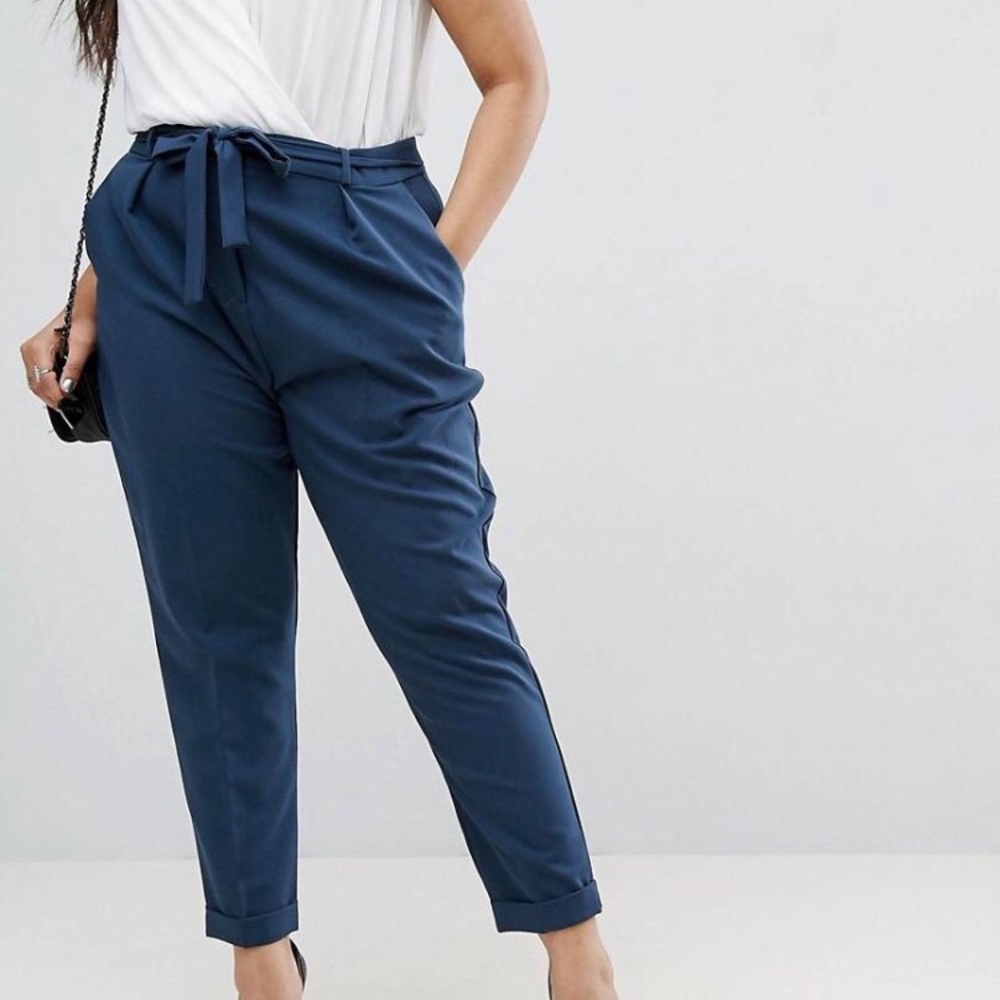 ASOS CURVE Peg Pants with Obi Tie Size 14